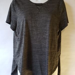 Grey workout top with see thru details